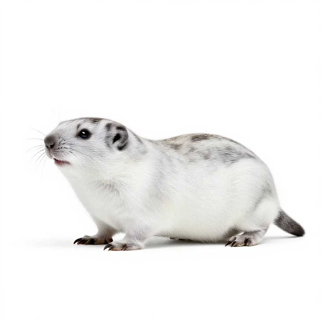 Pied lemming isolated on a white background