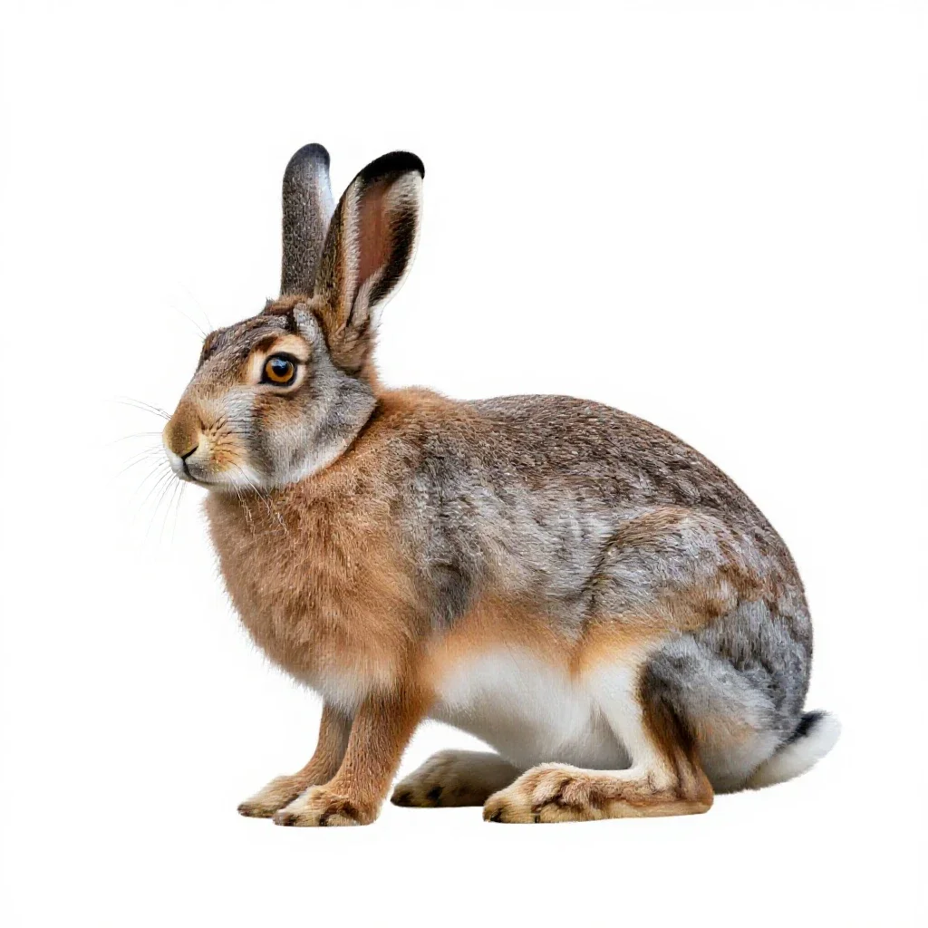 Polar hare isolated on a white background