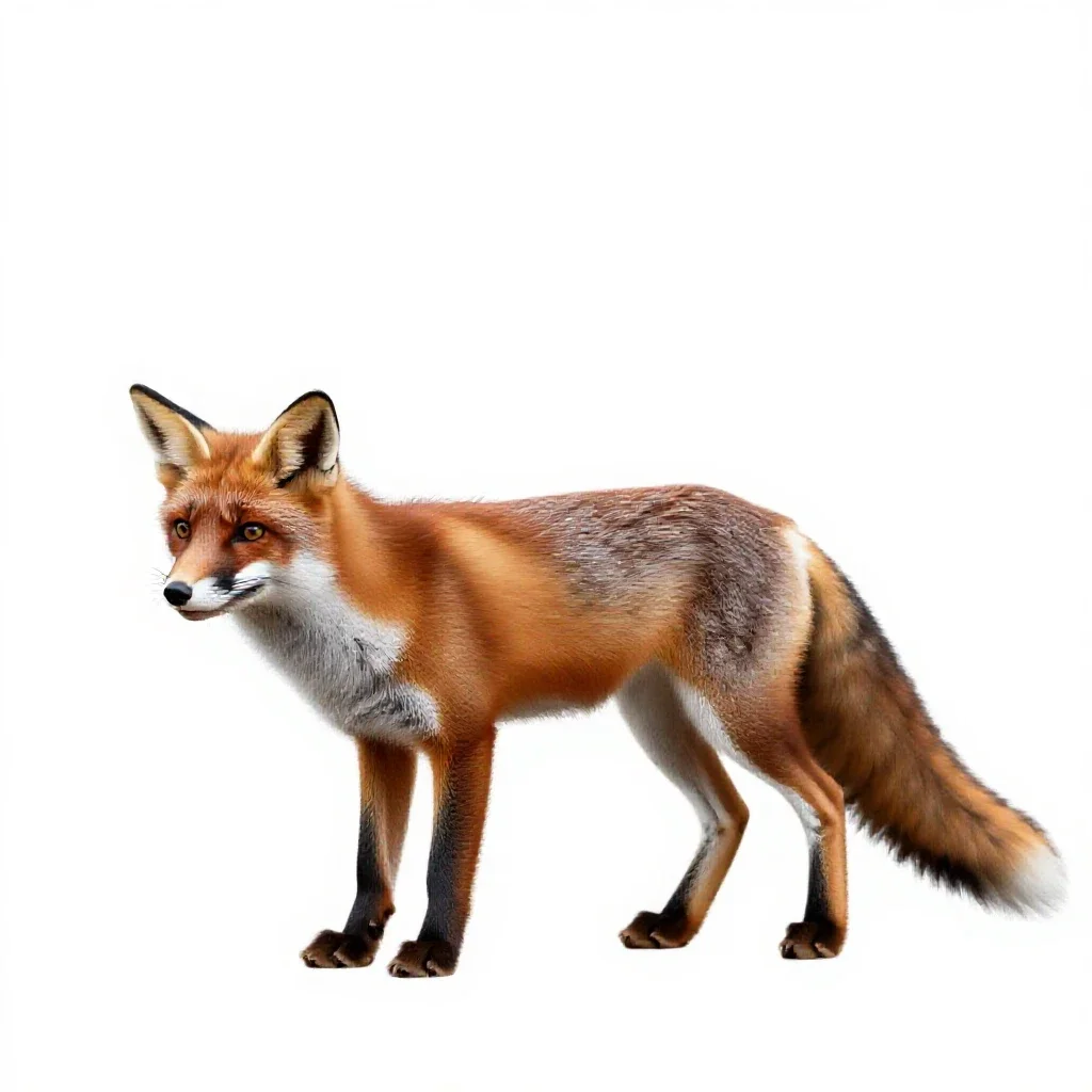 Red fox isolated on a white background
