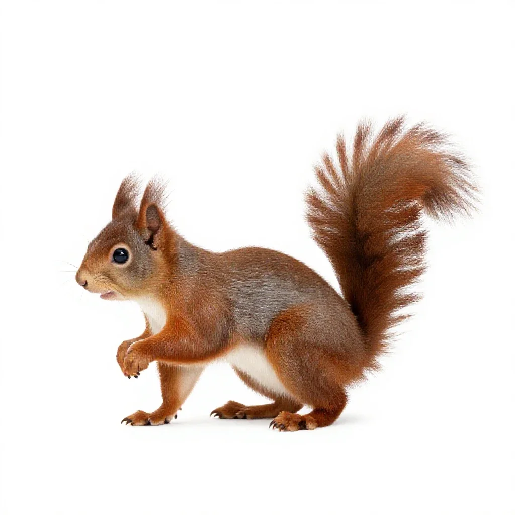 Red squirrel isolated on a white background