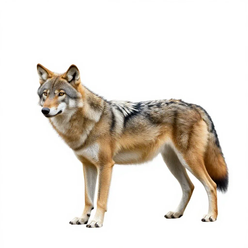 Red wolf isolated on a white background