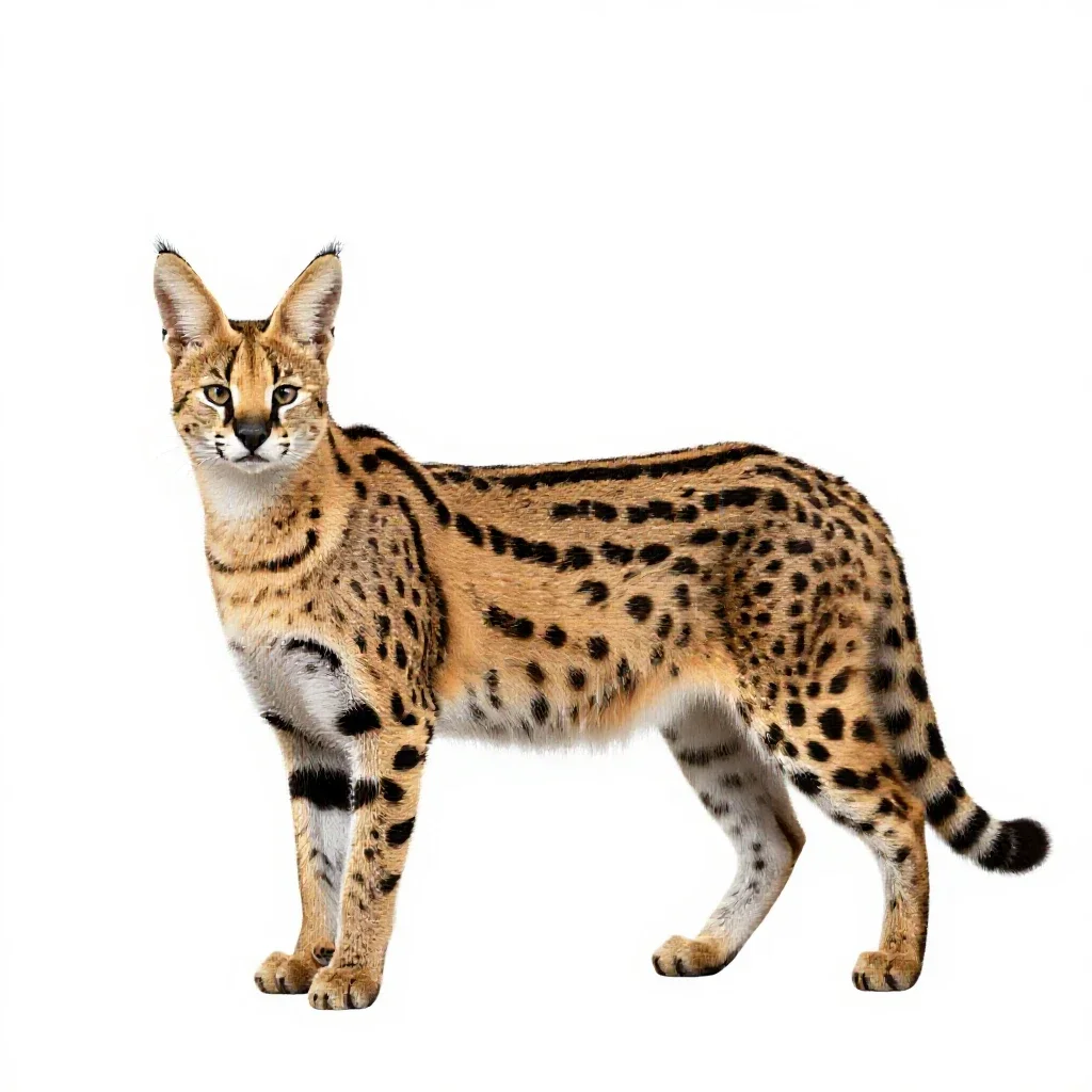 Serval isolated on a white background