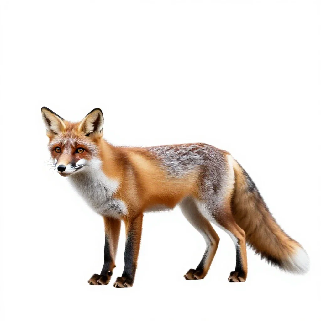 Silver fox isolated on a white background