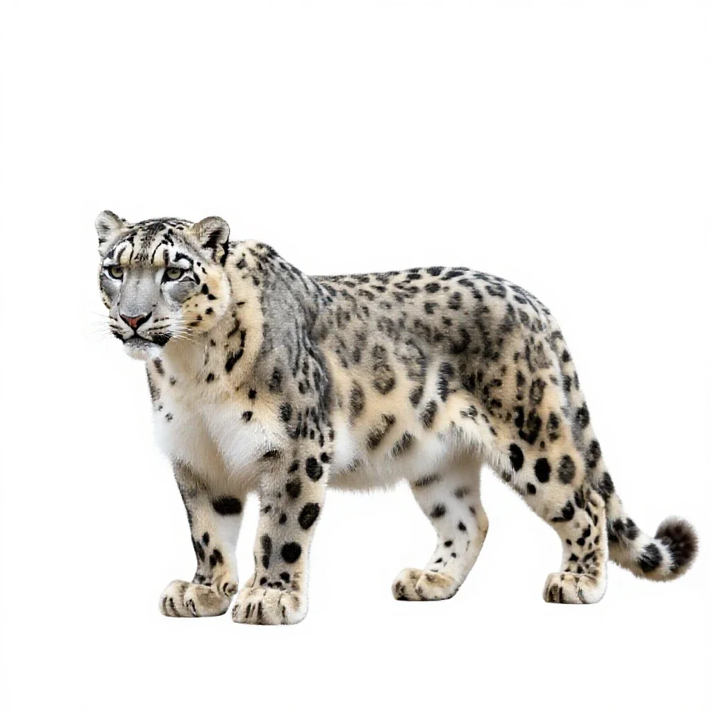 Snow leopard isolated on a white background