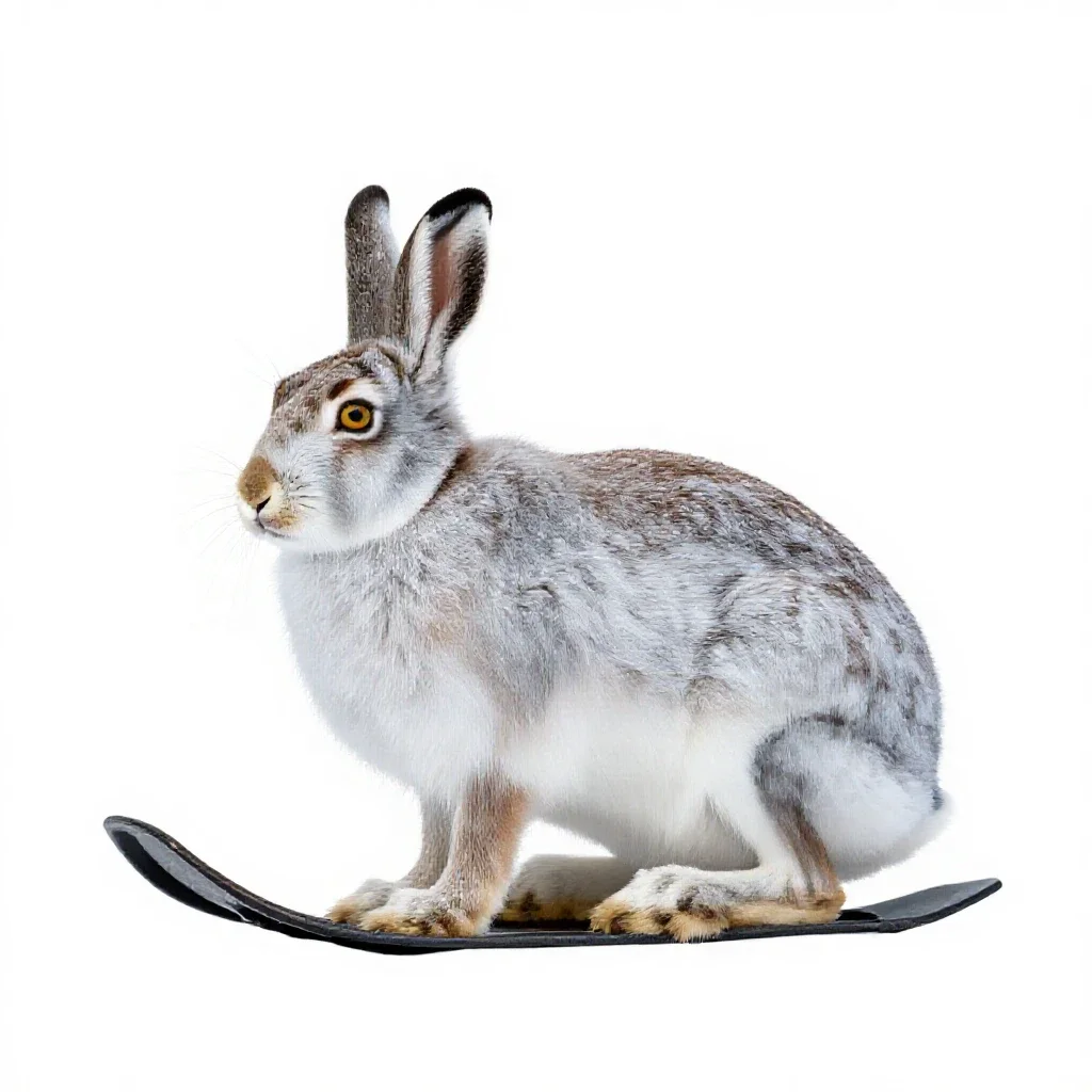 Snowshoe hare isolated on a white background