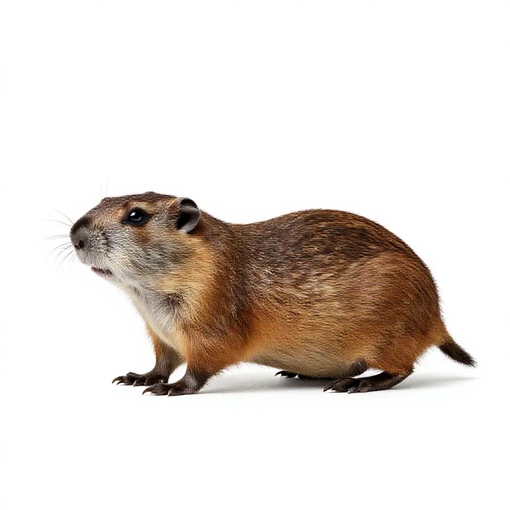 Southeastern pocket gopher isolated on a white background