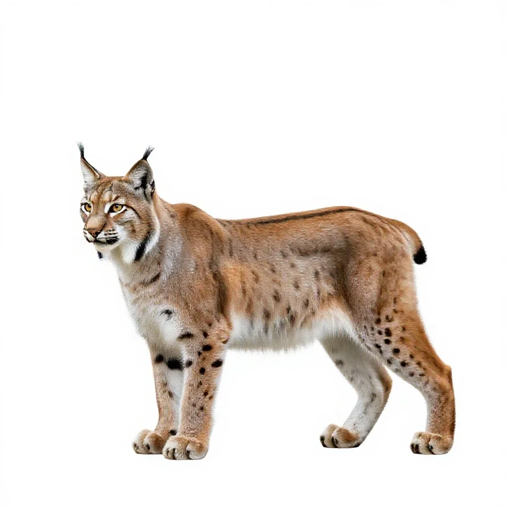Spotted lynx isolated on a white background
