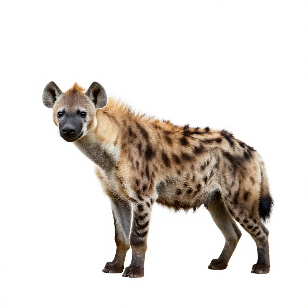 Striped hyena isolated on a white background
