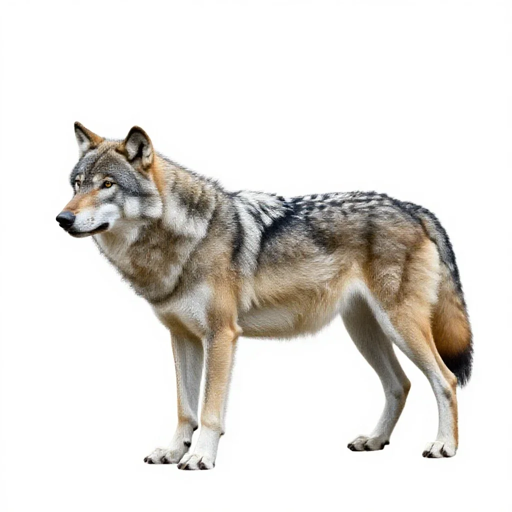 Timber wolf isolated on a white background