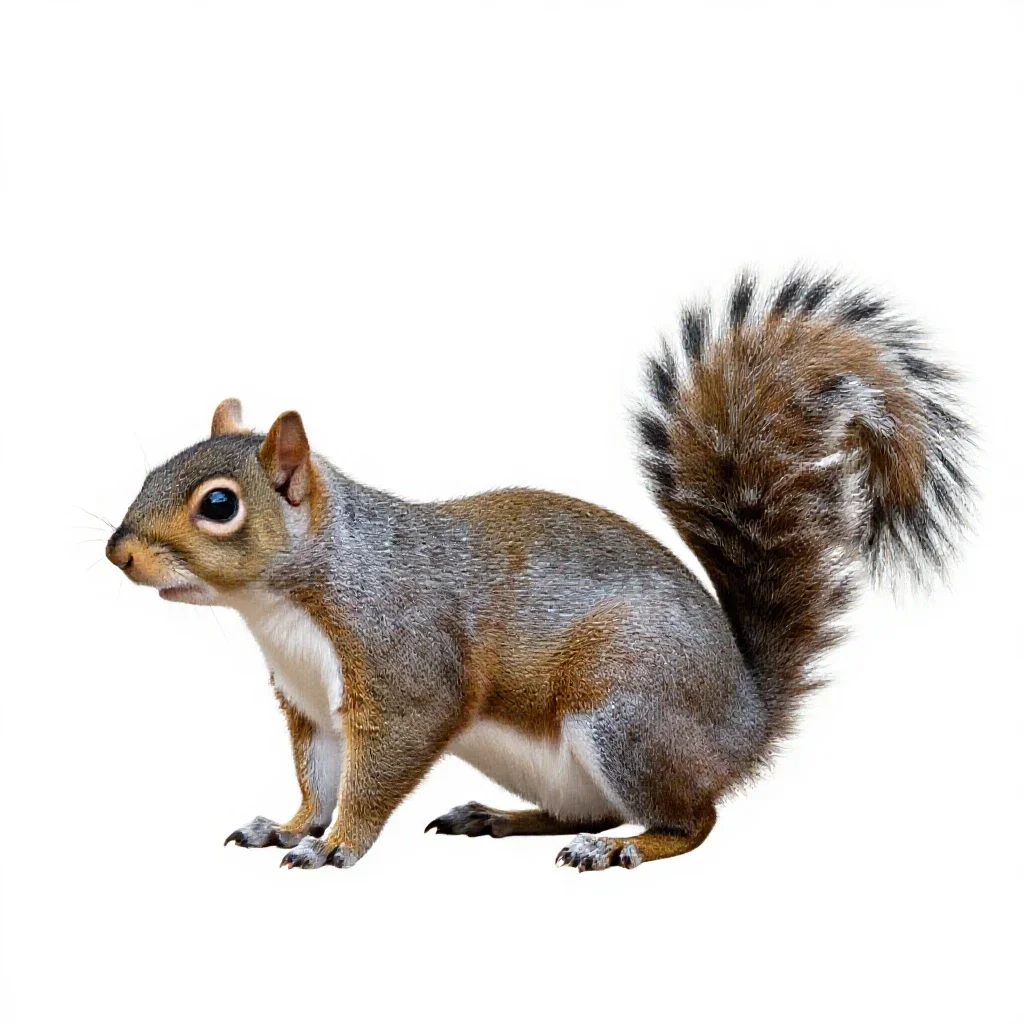 Western grey squirrel isolated on a white background