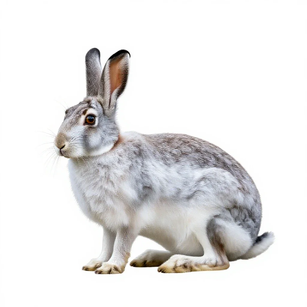 White-tailed jackrabbit isolated on a white background