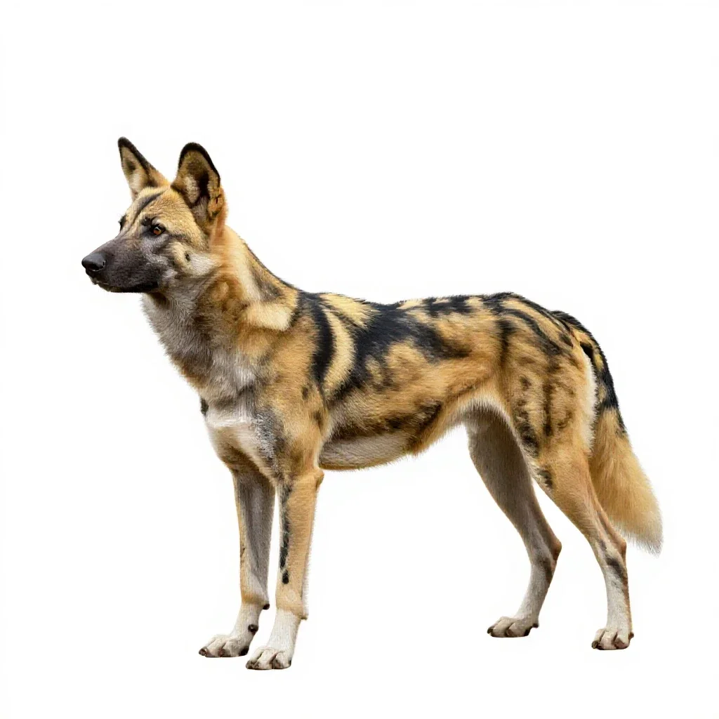 Wild dog isolated on a white background