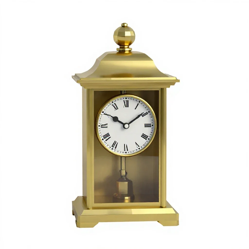 Brass carriage clock isolated on a white background