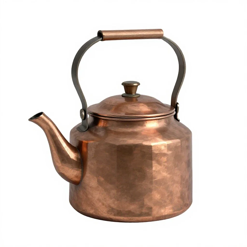 Copper kettle with patina isolated on a white background