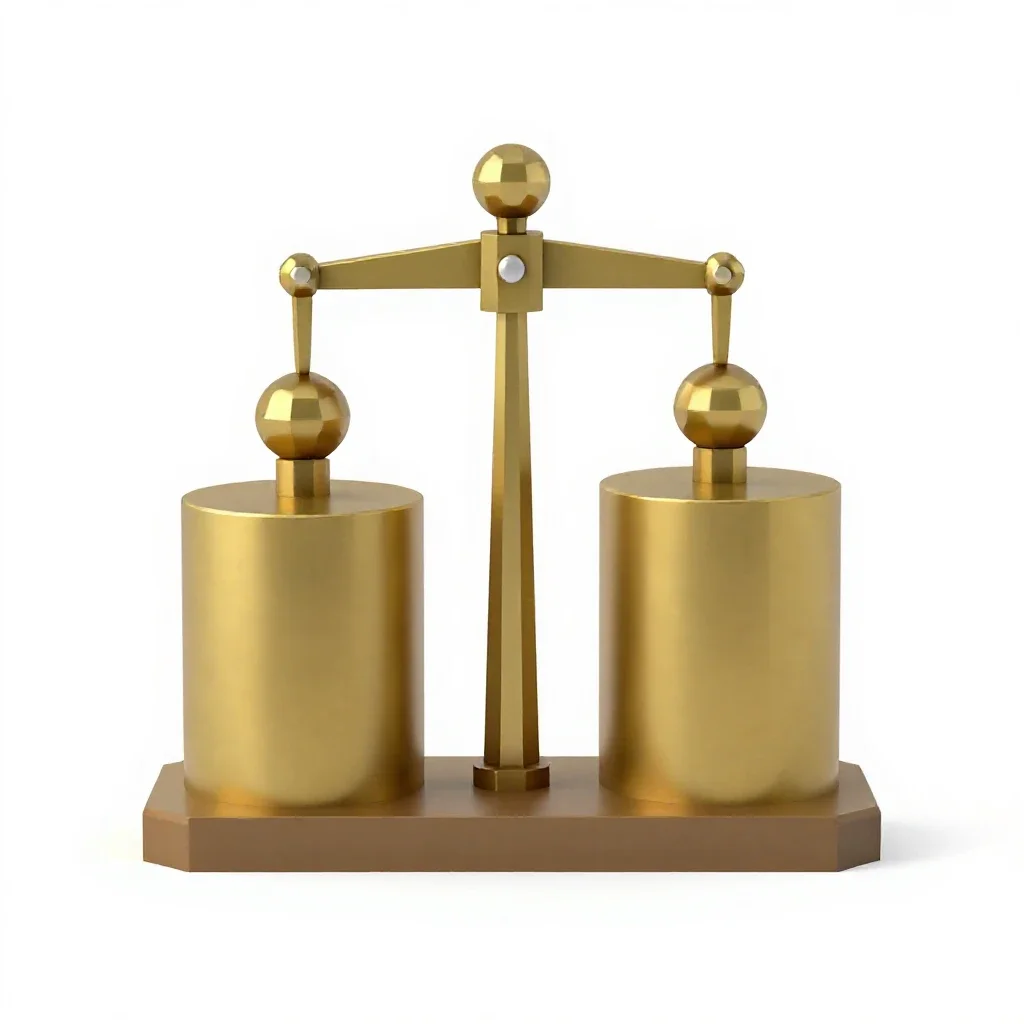 Scale with brass weights isolated on a white background