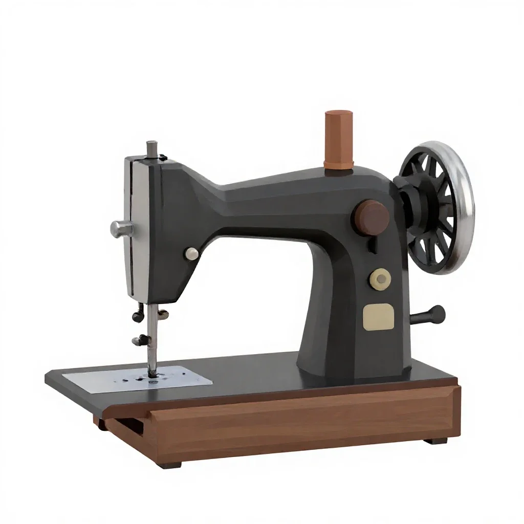 Treadle sewing machine isolated on a white background