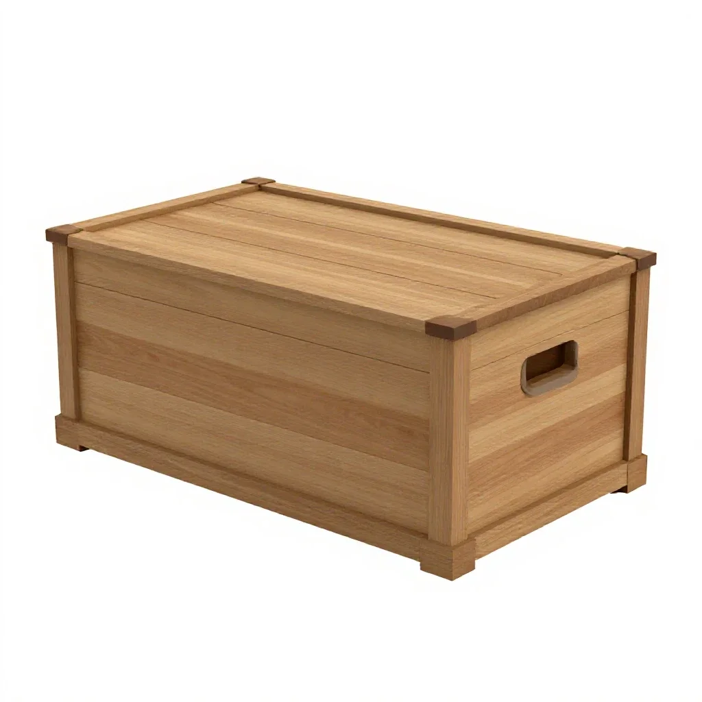 Wooden steamer trunk isolated on a white background