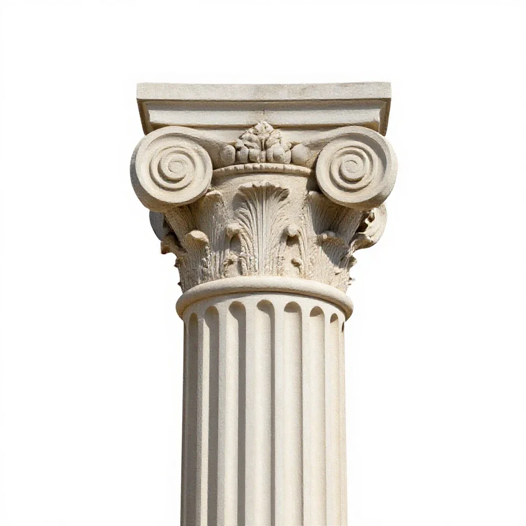 Corinthian column capital isolated on a white background