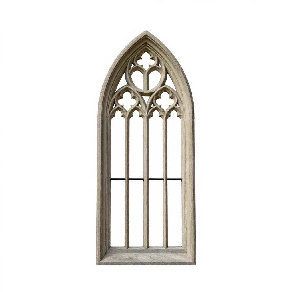 Gothic window tracery panel isolated on a white background