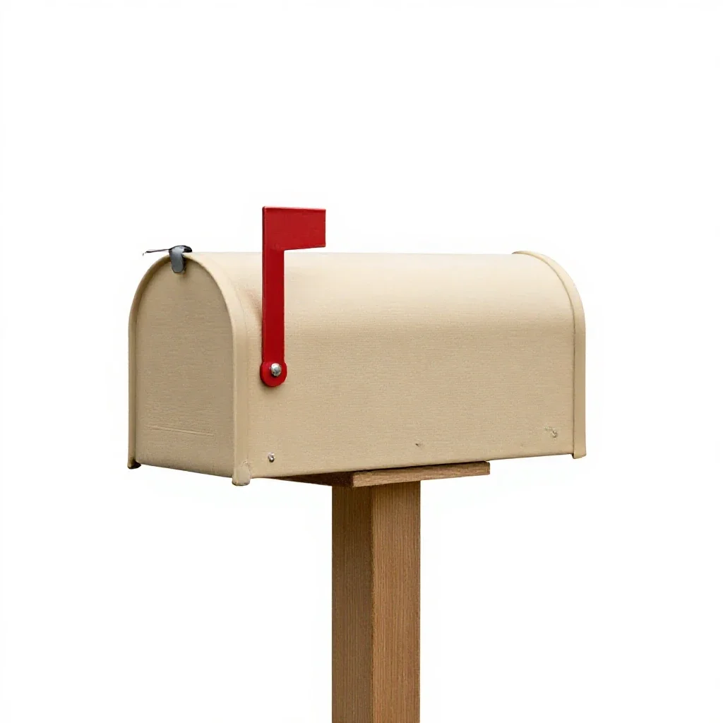 Mailbox on a post isolated on a white background