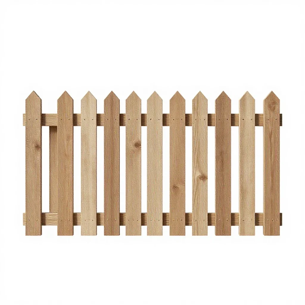 Picket fence section isolated on a white background