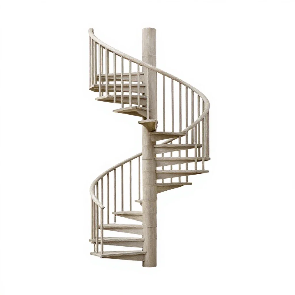 Spiral staircase segment isolated on a white background