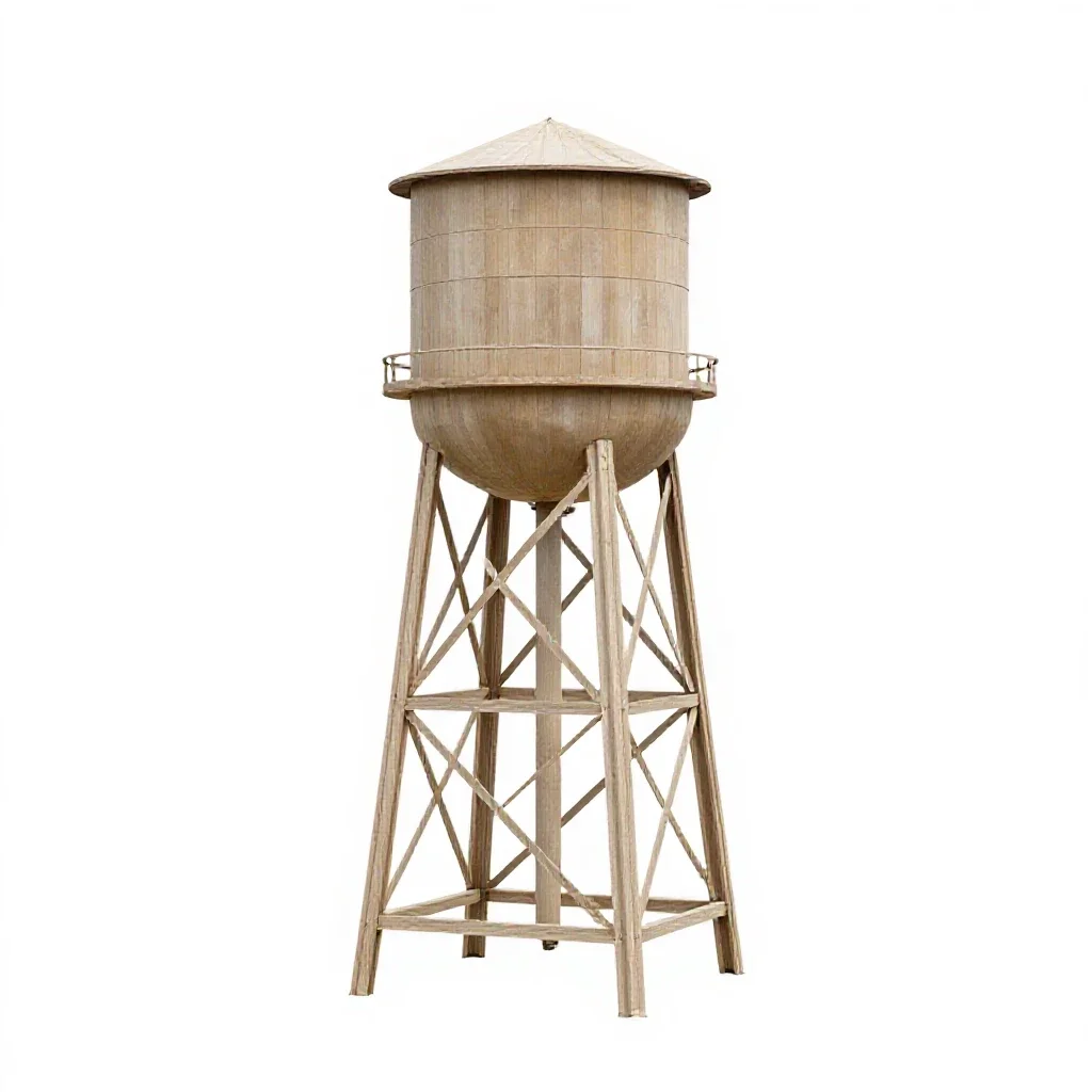Water tower model isolated on a white background