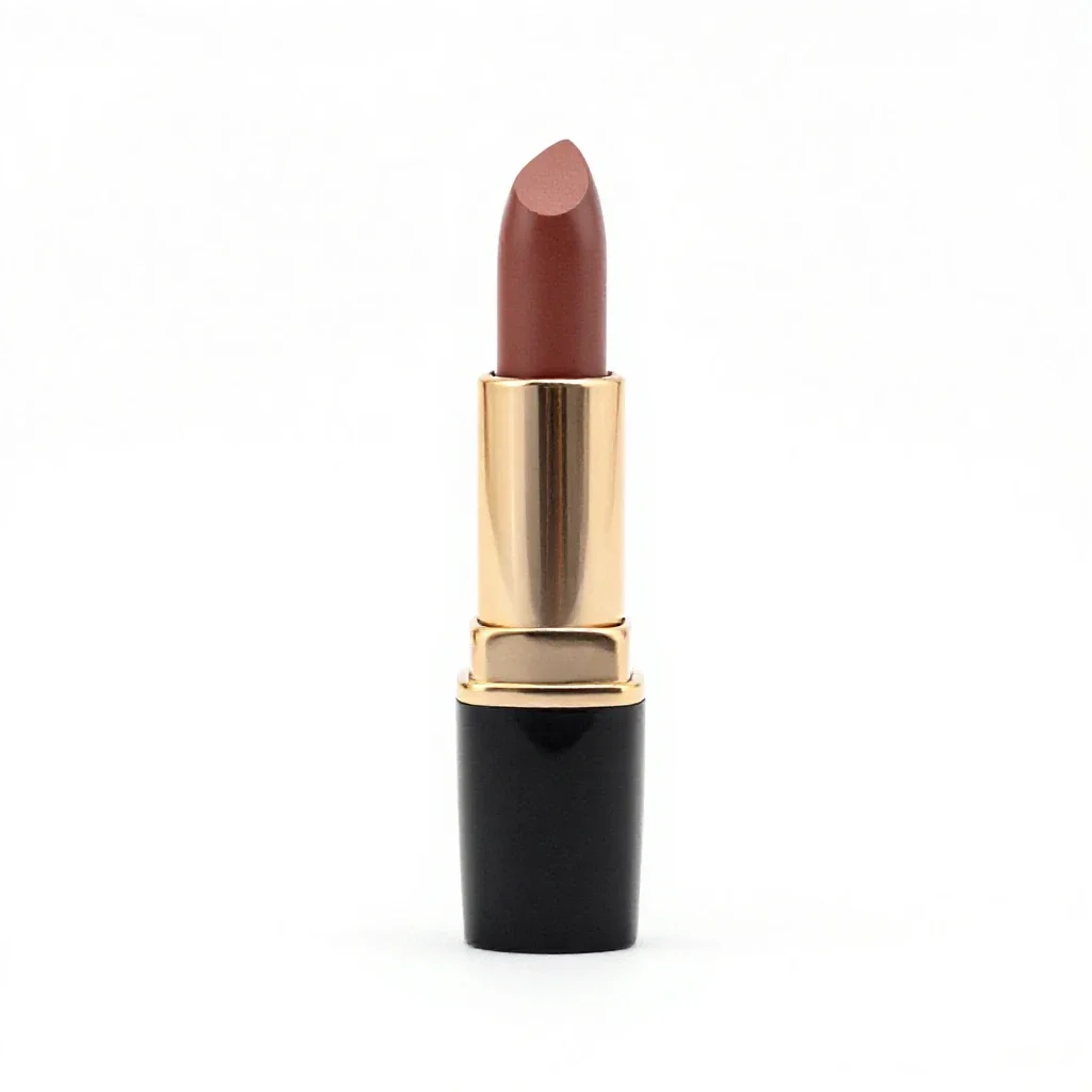 Lipstick tube uncapped isolated on a white background