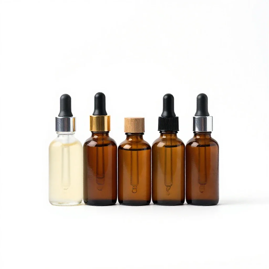 Set of glass dropper serums isolated on a white background