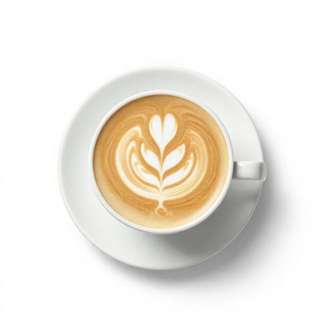 Flat white with latte art isolated on a white background