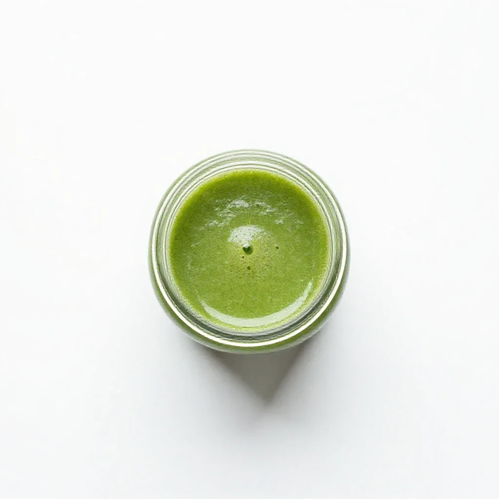 Green smoothie in a jar isolated on a white background