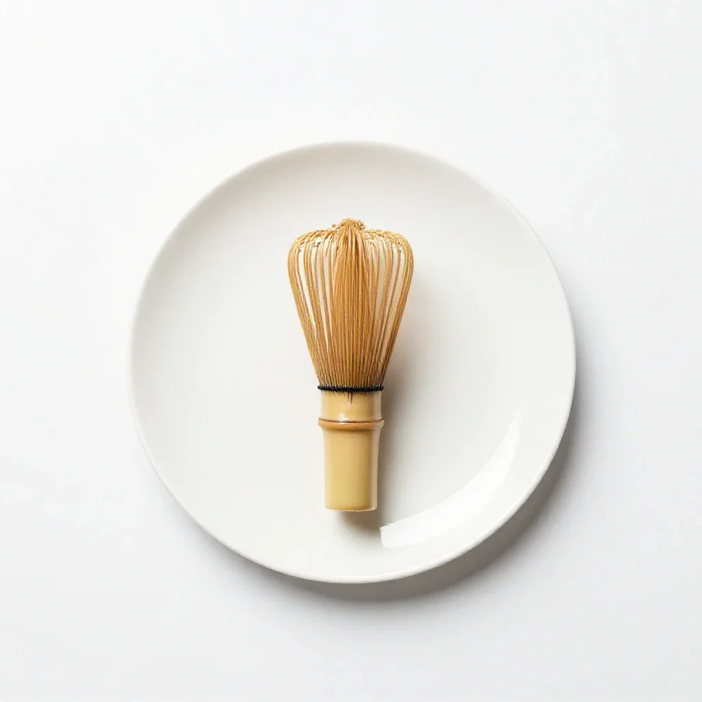 Matcha whisked in a chawan isolated on a white background
