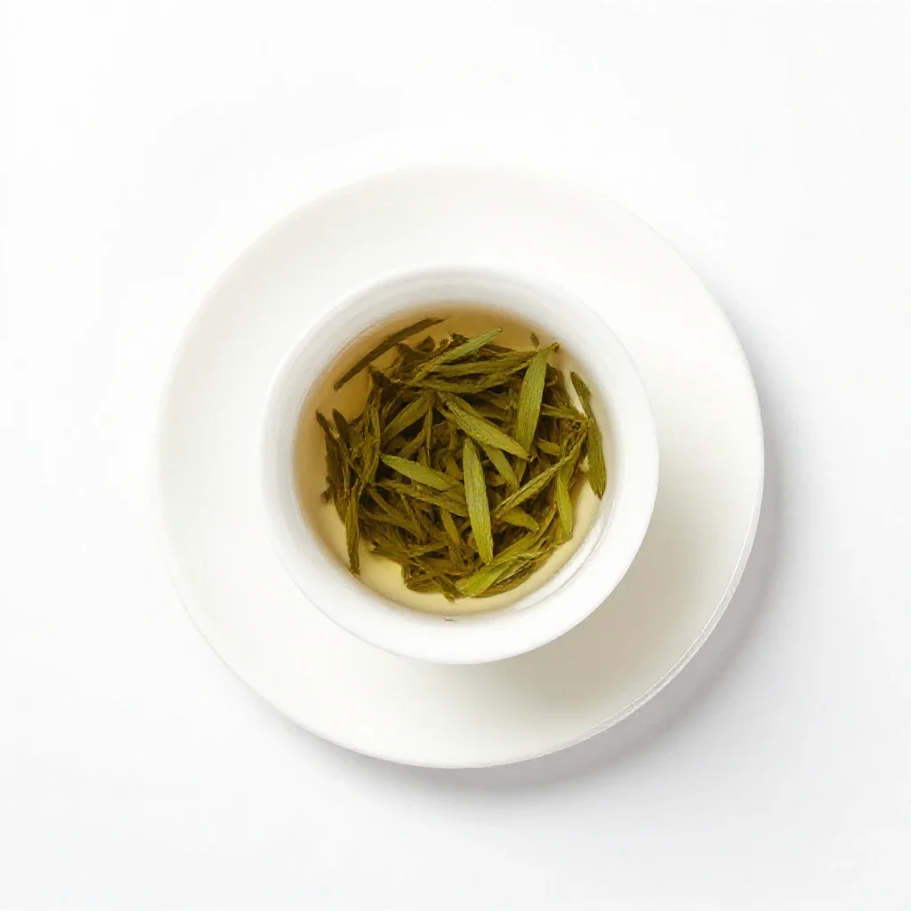 Mint tea poured from height isolated on a white background