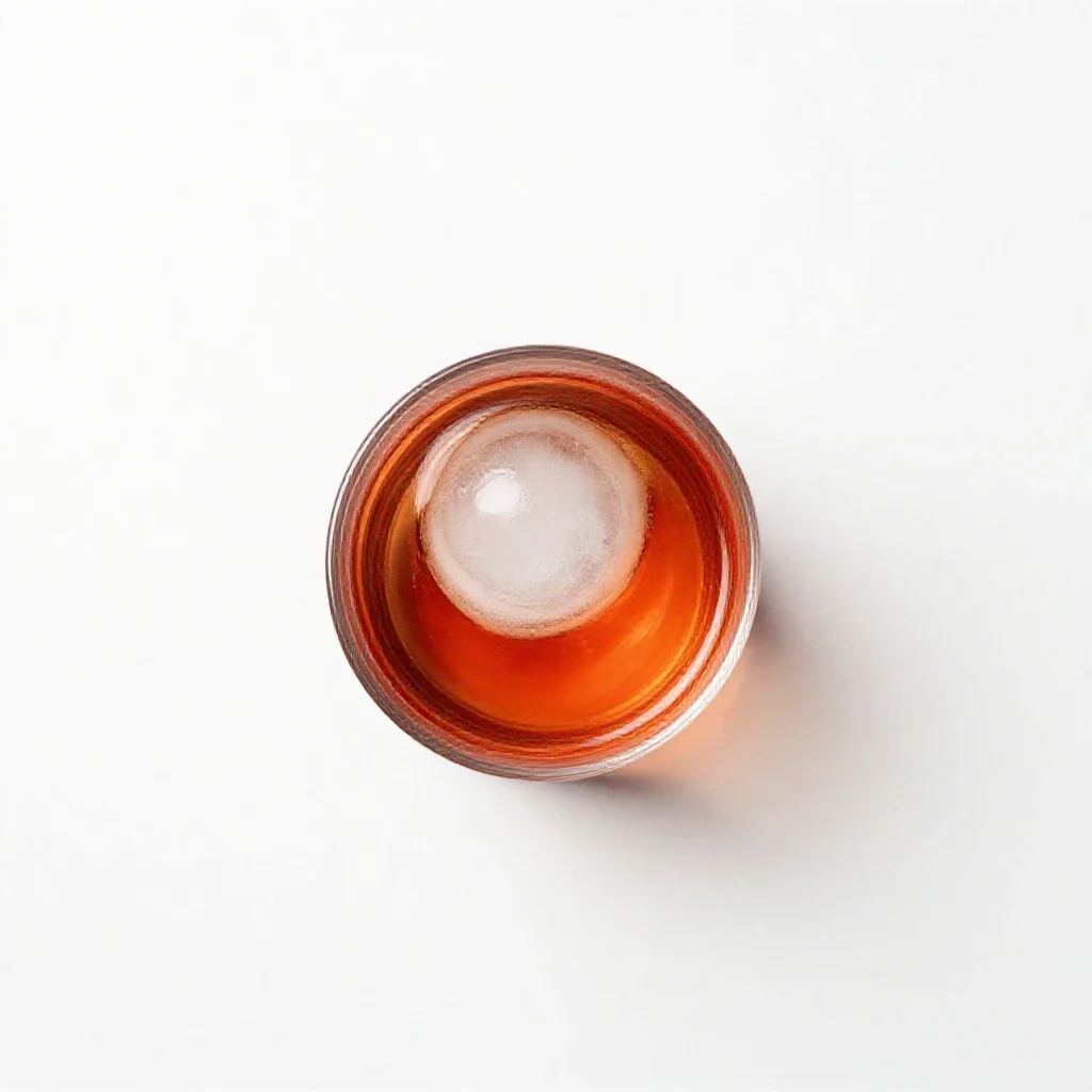 Negroni with an ice sphere isolated on a white background
