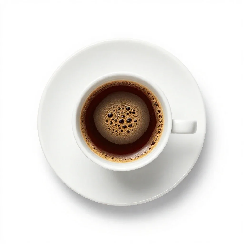 Pour-over coffee mid-bloom isolated on a white background