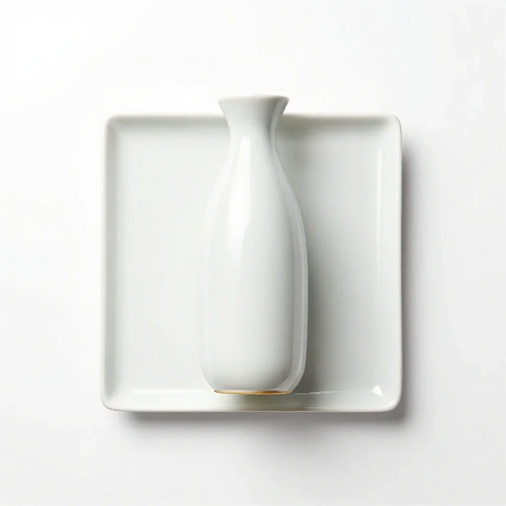 Sake set with a tokkuri isolated on a white background