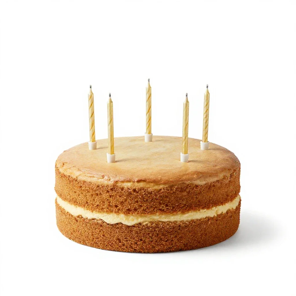 Birthday cake with candles isolated on a white background