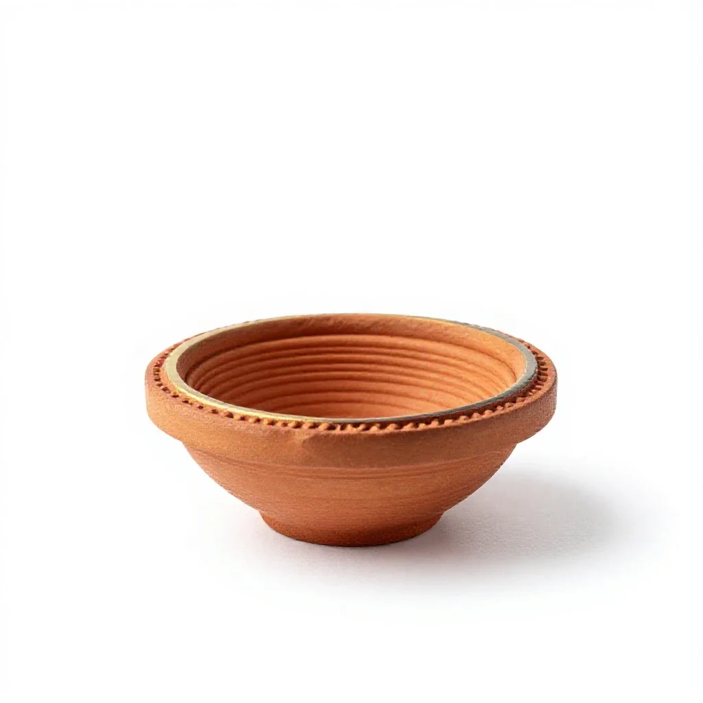Diya oil lamp isolated on a white background