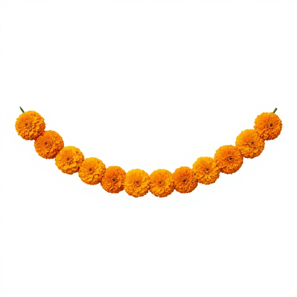 Garland of marigolds isolated on a white background