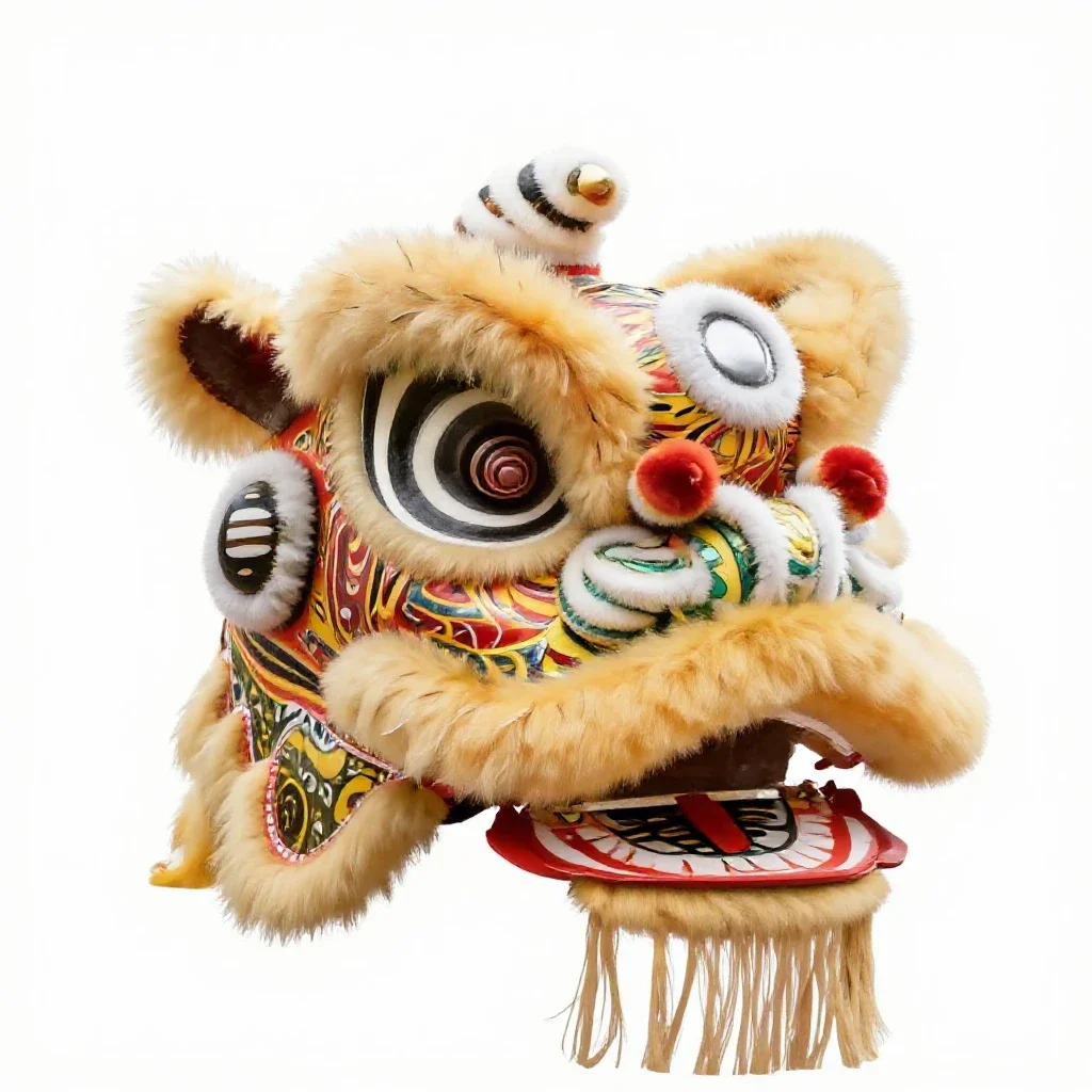 Lion dance head isolated on a white background