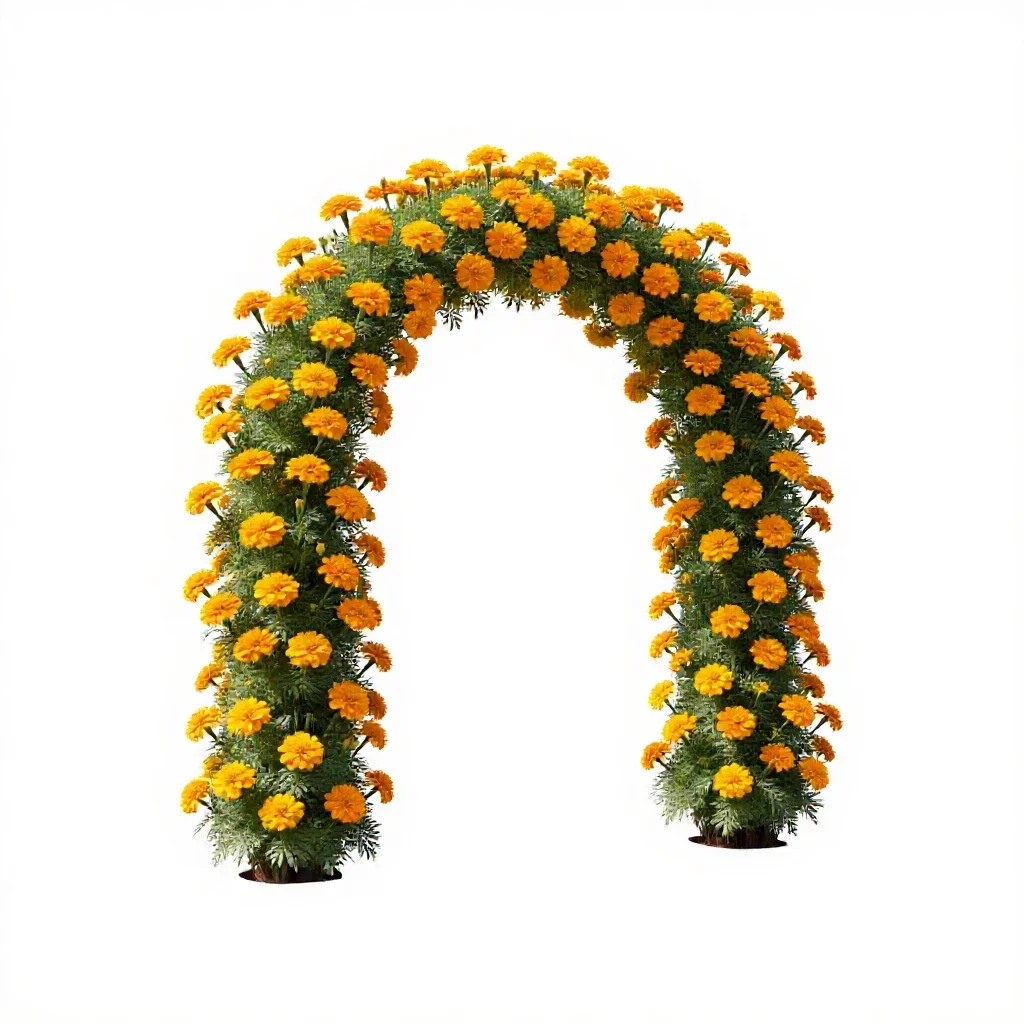 Marigold arch isolated on a white background