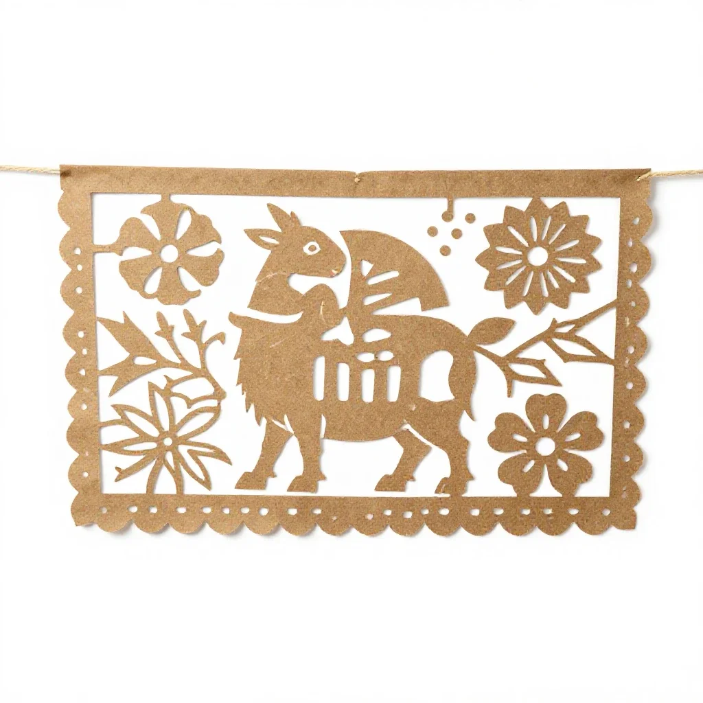 Papel picado banner isolated on a white background