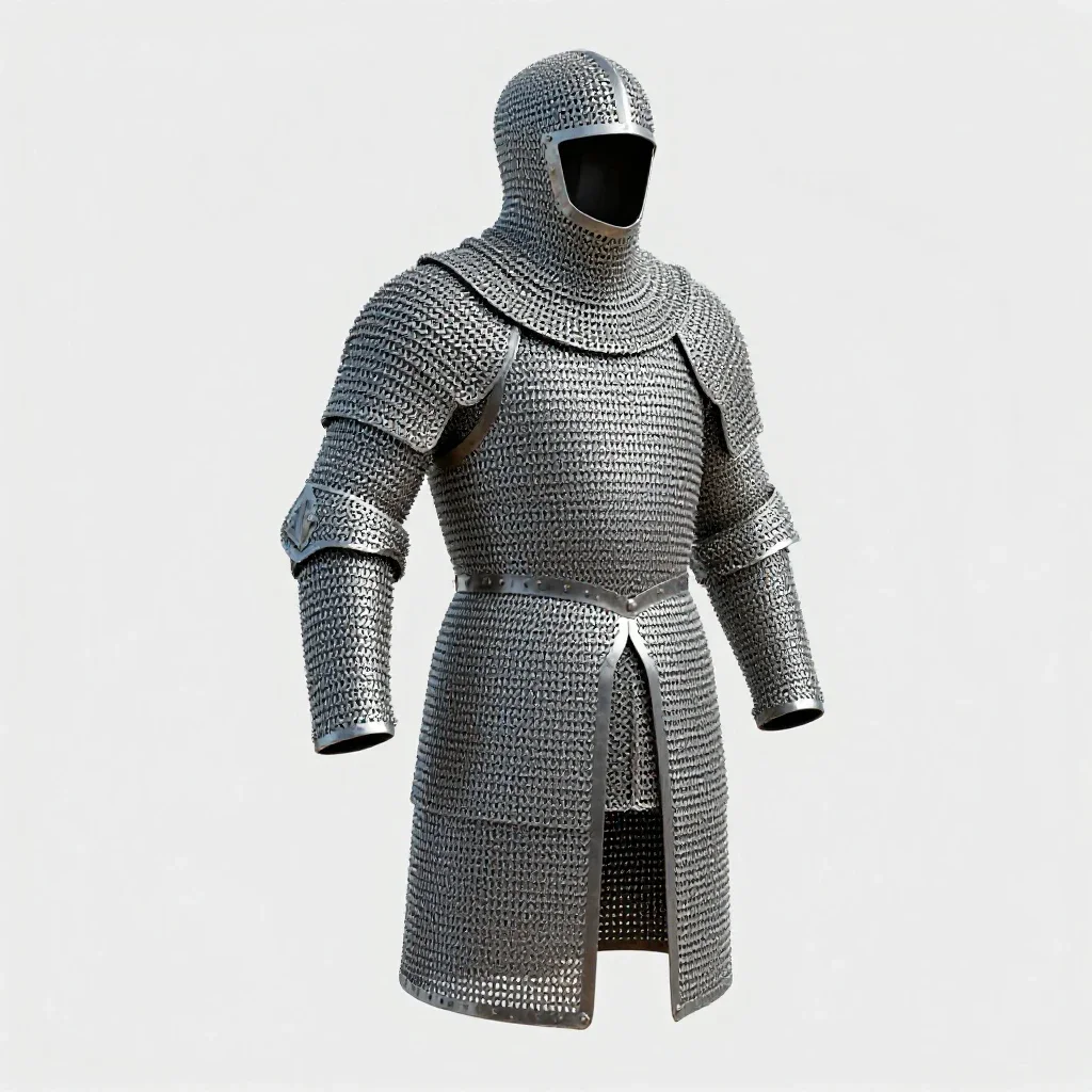 Chainmail hauberk isolated on a white background