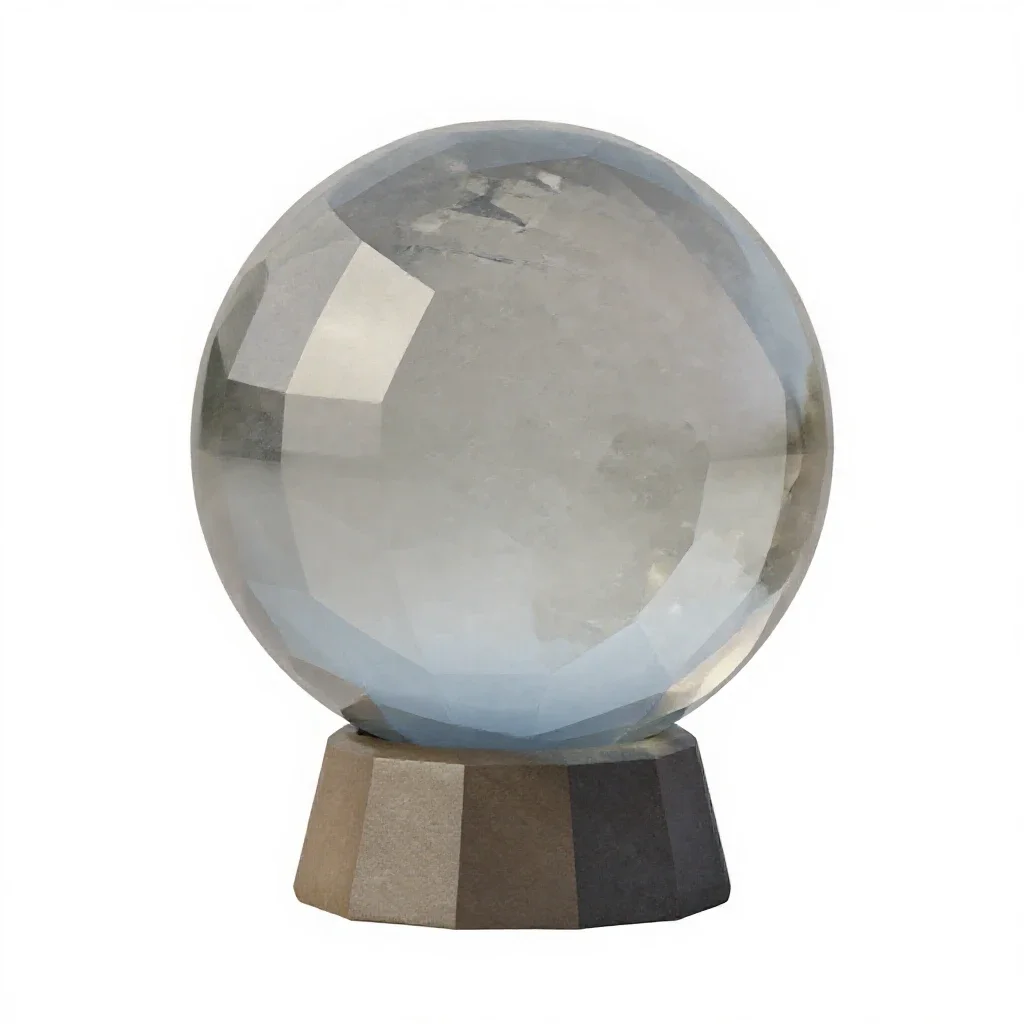 Crystal ball on a stand isolated on a white background