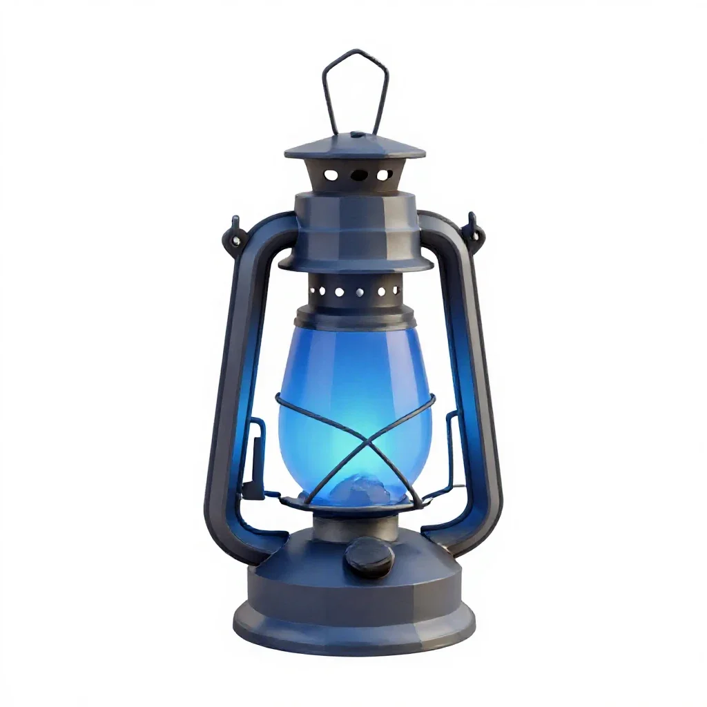 Lantern of blue flame isolated on a white background