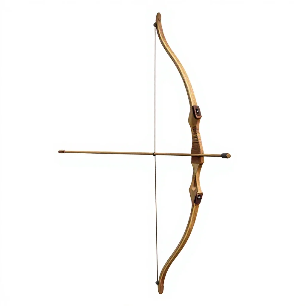 Longbow with a quiver isolated on a white background