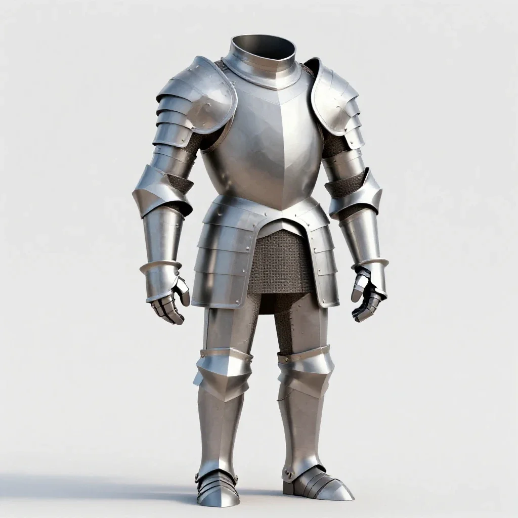 Suit of plate armour isolated on a white background
