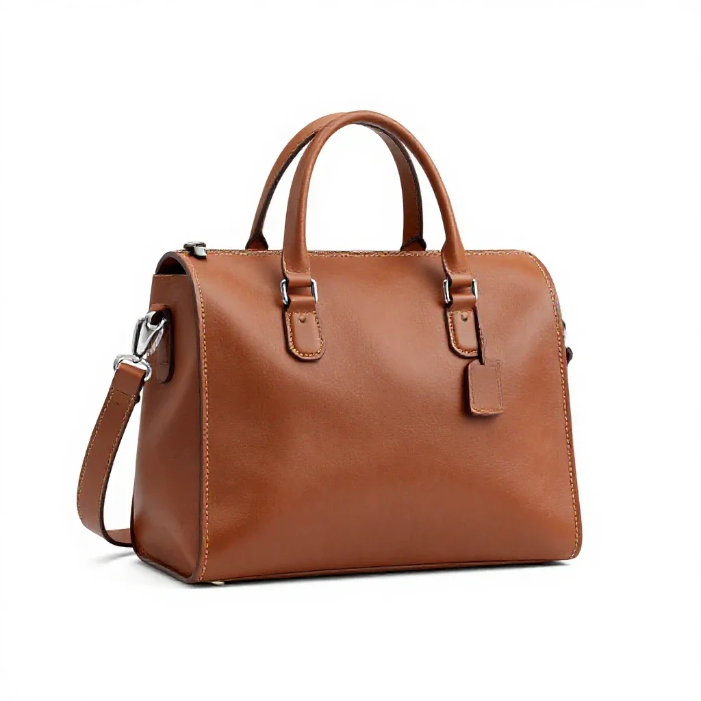 Leather satchel isolated on a white background