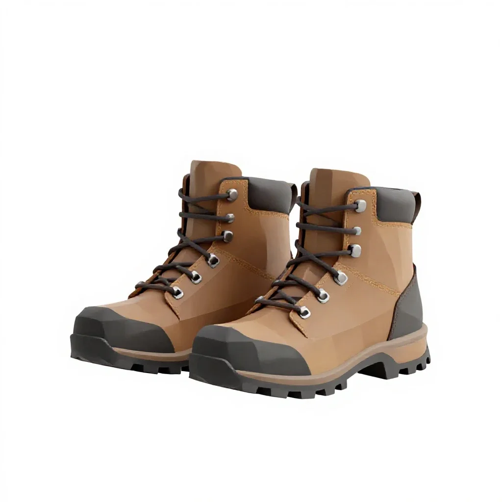 Pair of hiking boots isolated on a white background