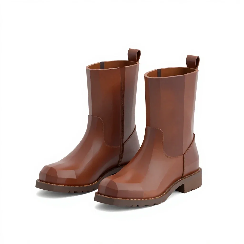 Pair of leather boots isolated on a white background